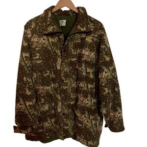 Bushlan South Texas Camouflage Mens‎ L Field Jacket Hunting Coat Woodland Camo